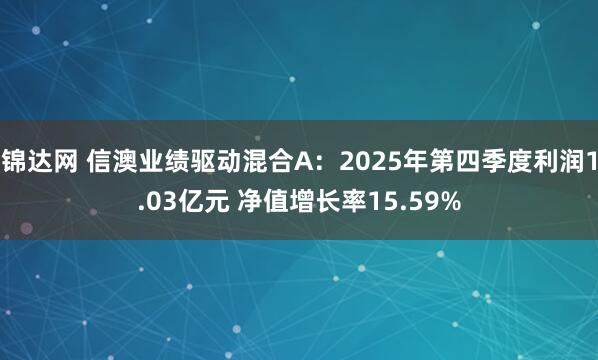 锦达网 信澳业绩驱动混合A：2025年第四季度利润1.03亿元 净值增长率15.59%